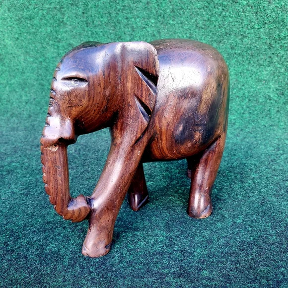 Handcrafted Elephant Wood Decorative Artisan 6"x6" Heavy 2lbs - Picture 1 of 14